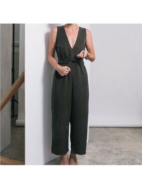 Elizabeth Suzann Mara Linen Jumpsuit Black